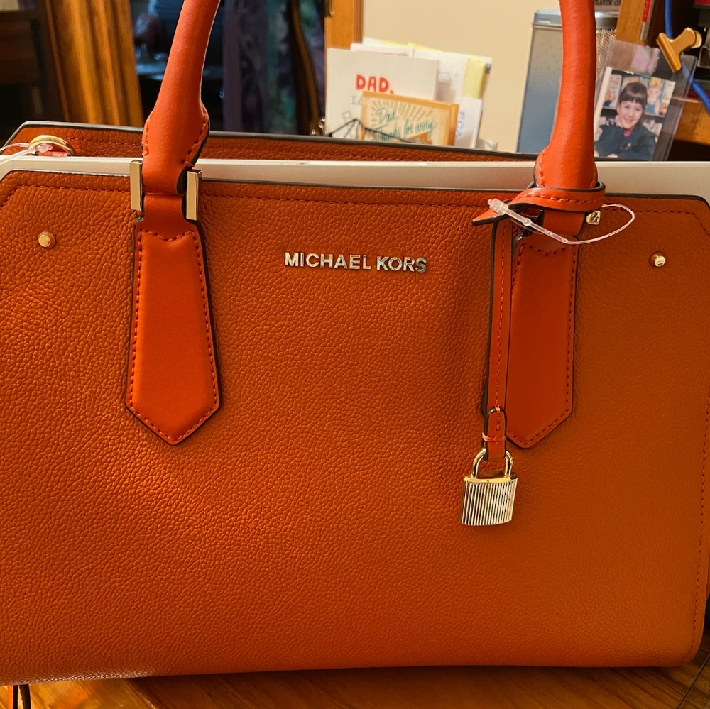 NWT Michael kors orange satchel (large) - Picture 6 of 10